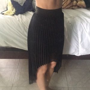 BCBG Pleated High Low Midi Skirt